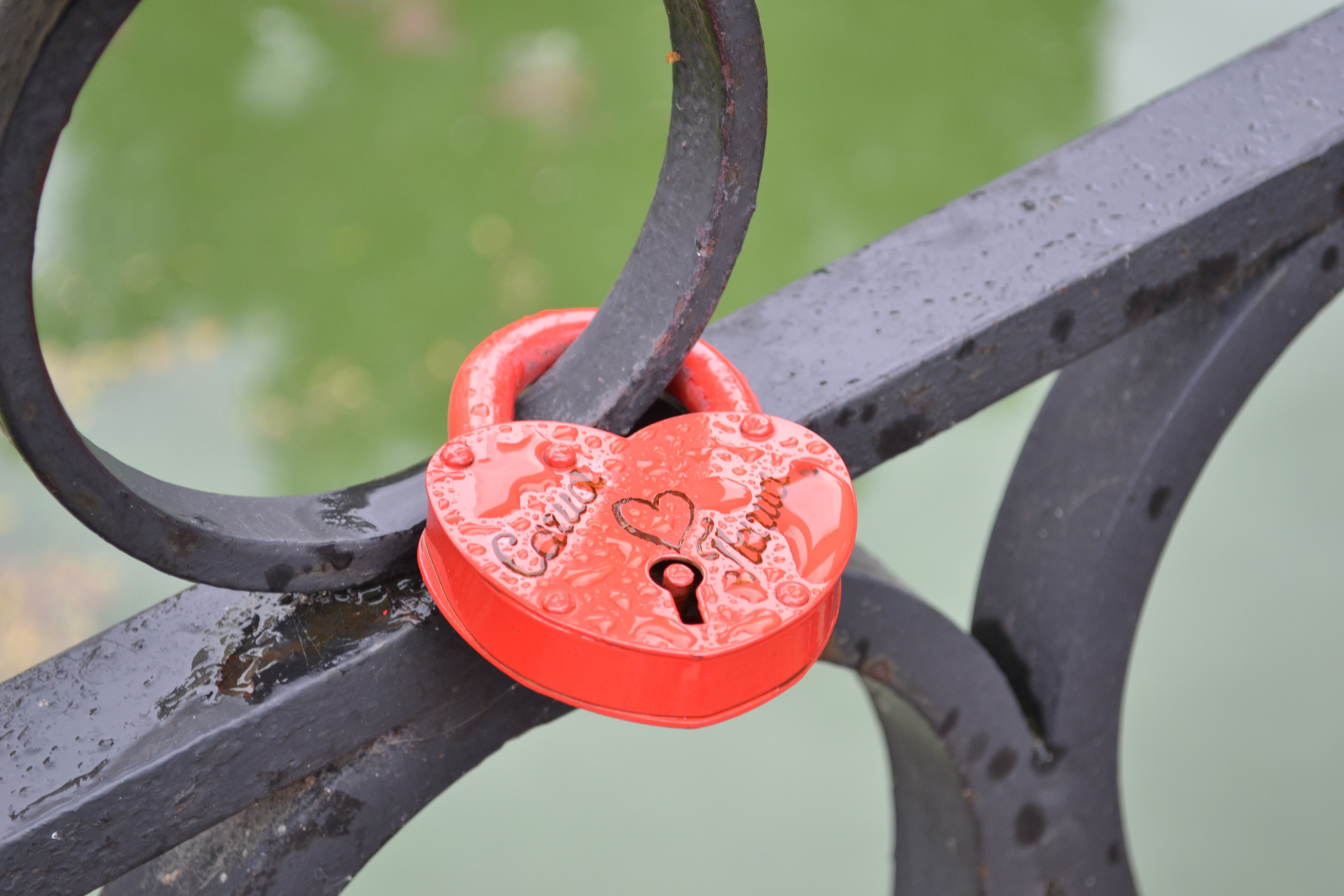 orange heart shaped padlock