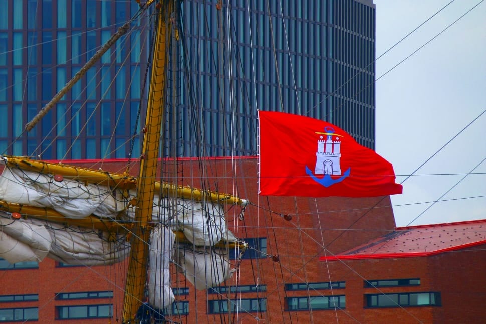 Flag, Ship, Hamburg, Sailing Vessel, Red, red, architecture preview