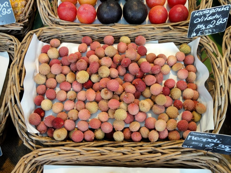 Lychees, Food, Gourmet, Farmers Market, basket, food and drink preview