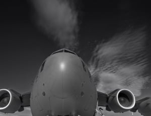 grayscale photo of airplane thumbnail