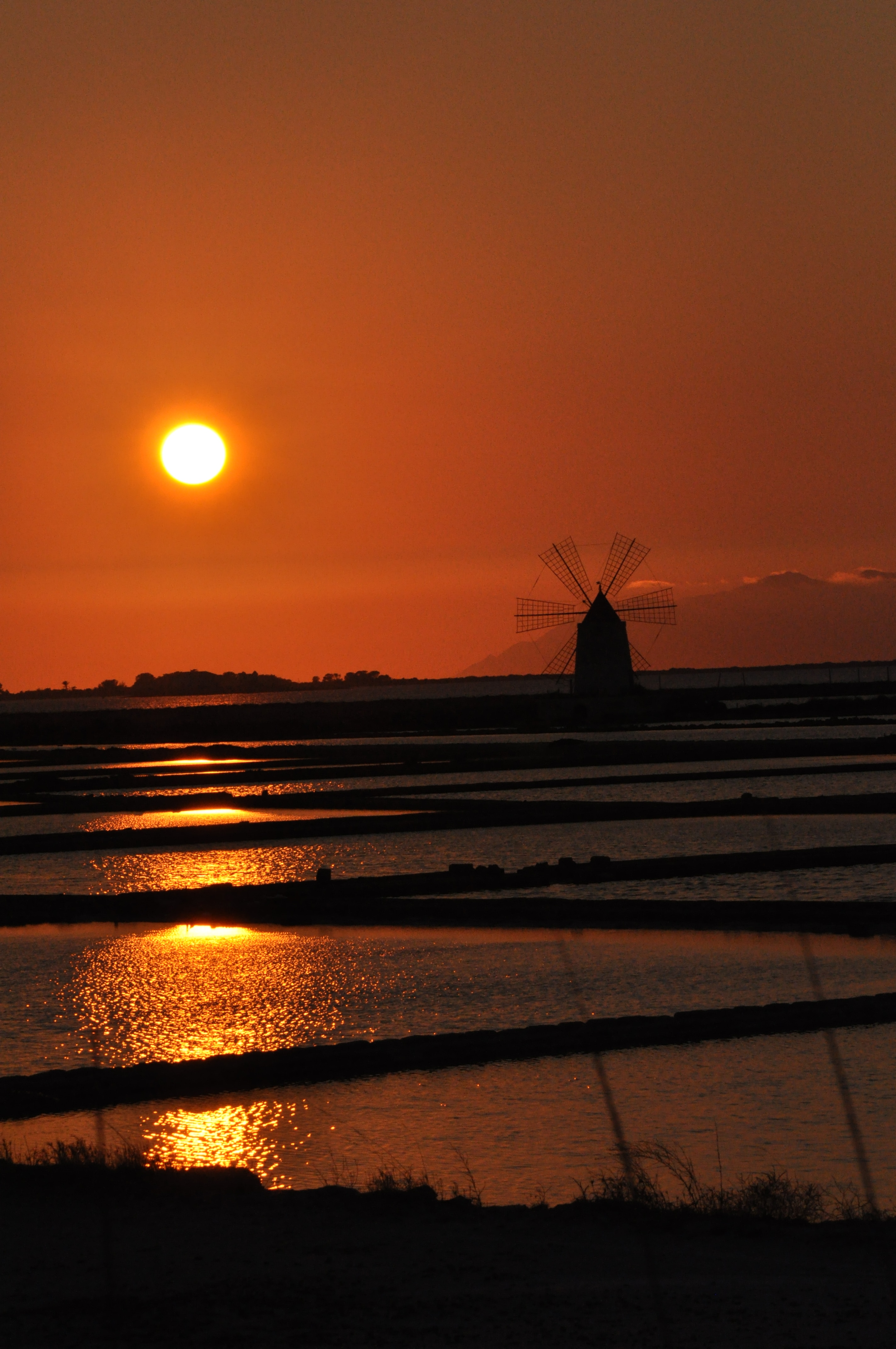 Sunset, saline and mill