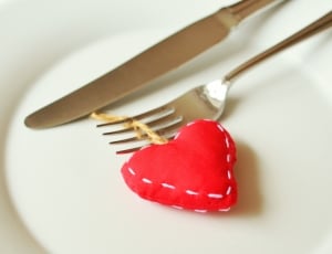 silver fork and knife with white ceramic plate thumbnail