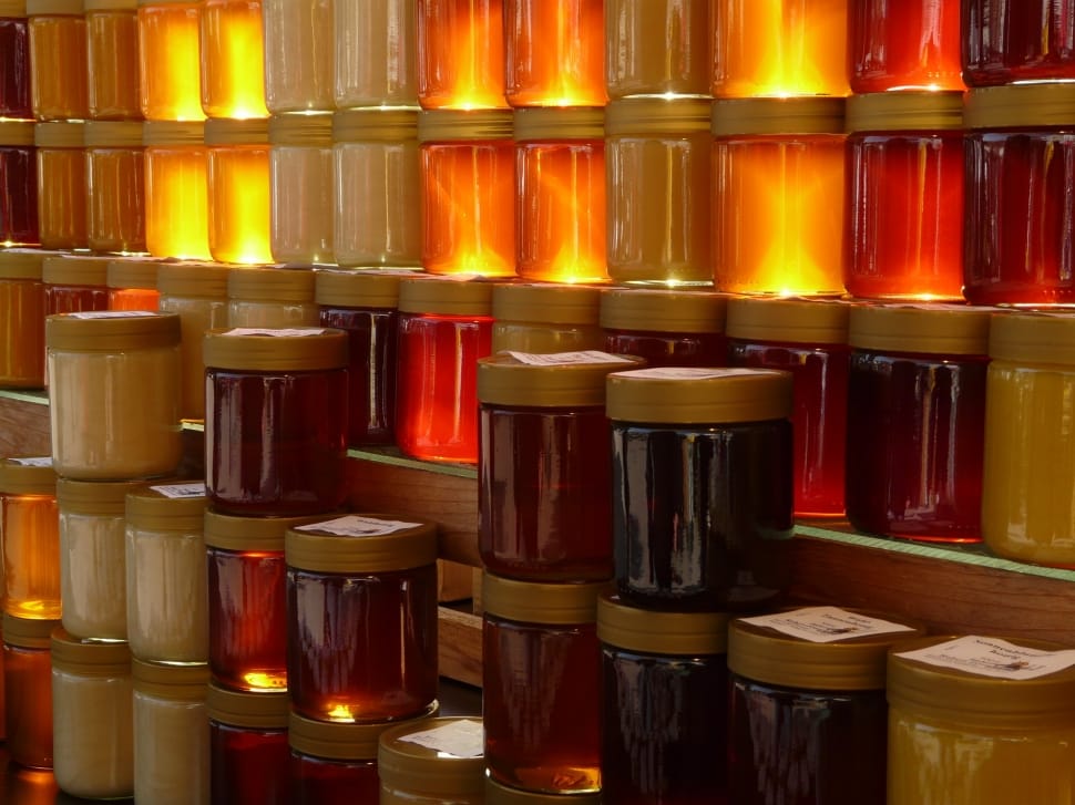 Honey Jar, Honey For Sale, Honey, in a row, shelf preview