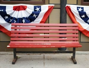 red and brown wooden bench thumbnail