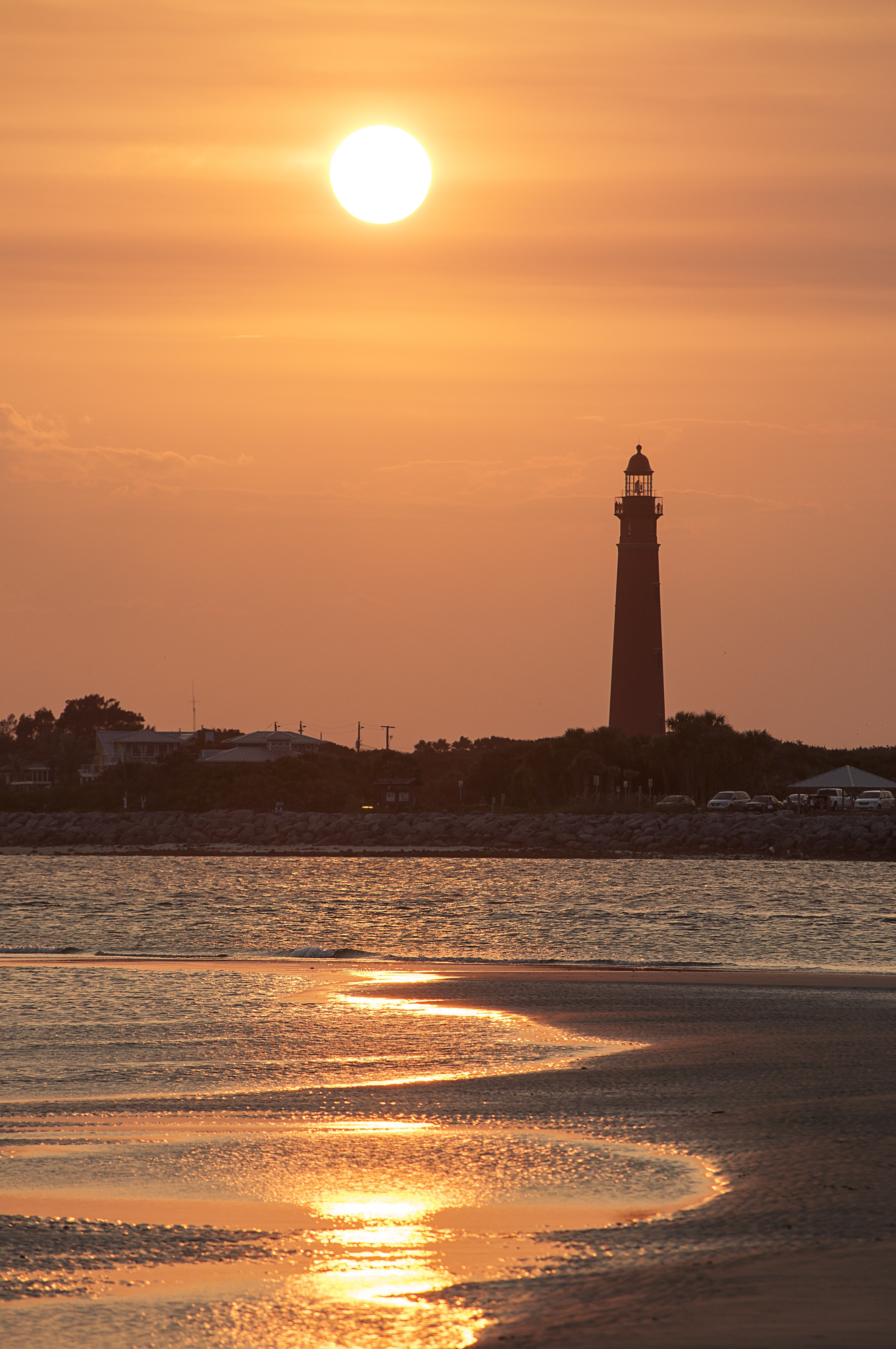 Ocean, Sky, Ponce Inlet, Lighthouse, lighthouse, sunset