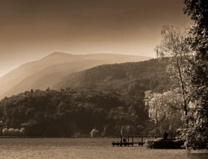 black and white sea and mountains picture thumbnail