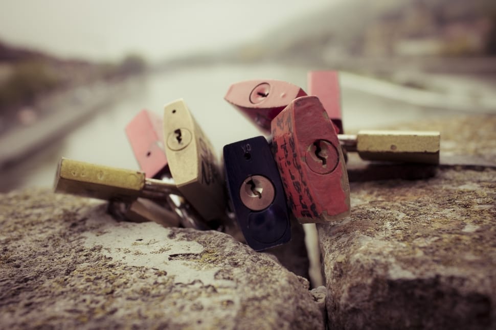 yellow red and back padlocks lot preview