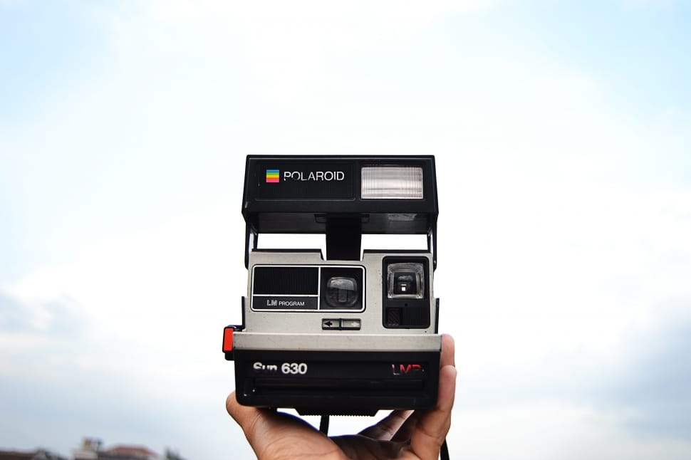 black polaroid instant camera preview