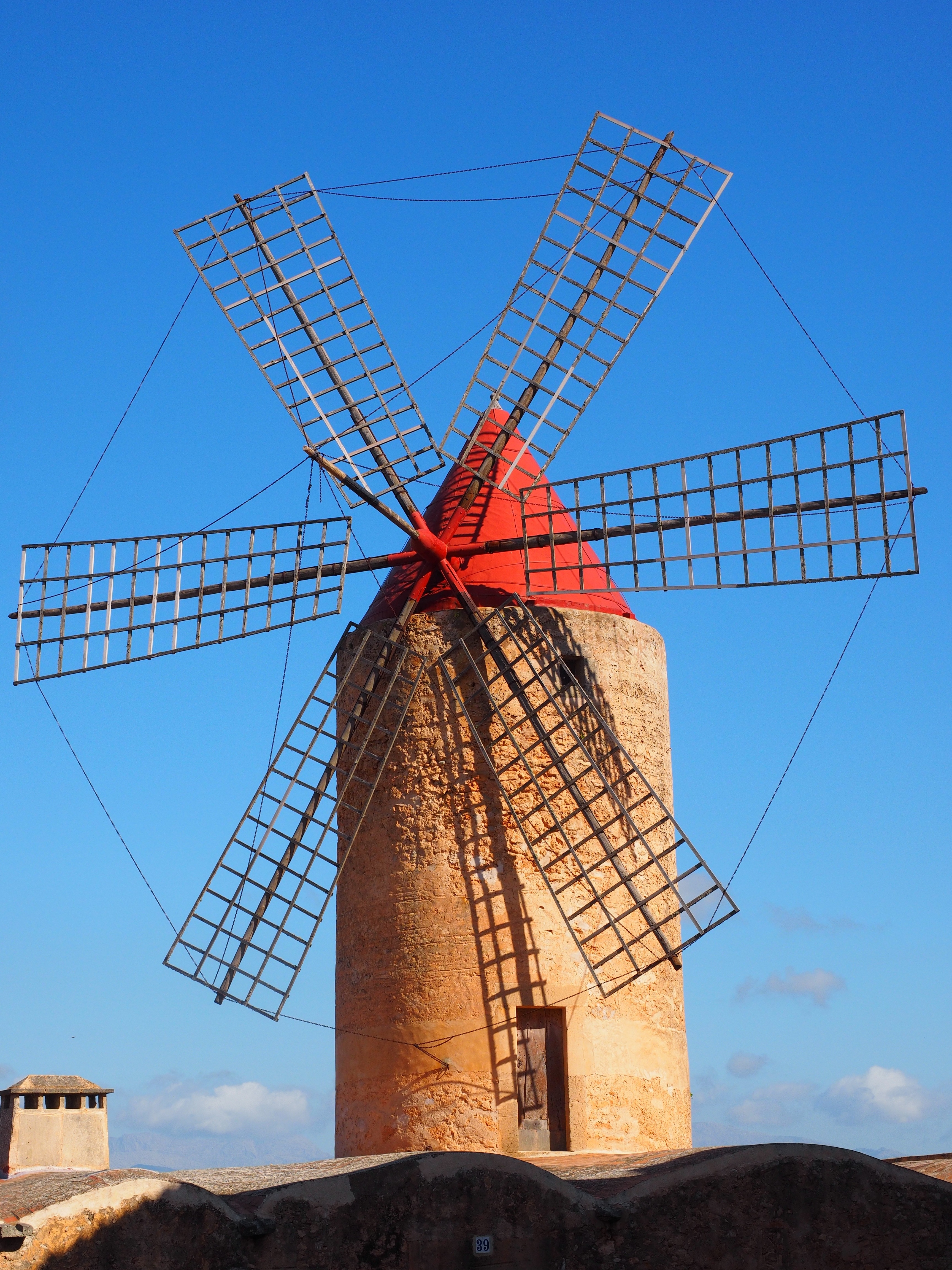 brown and red windmill