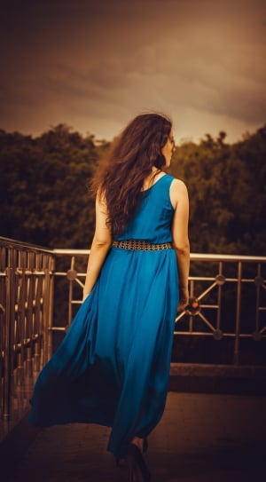 women's blue sleeveless maxi dress thumbnail