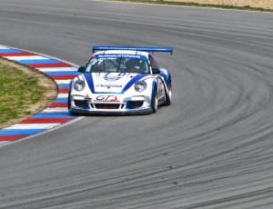 white and blue GT3 sports car thumbnail