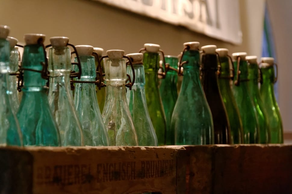 green glass bottle lot preview