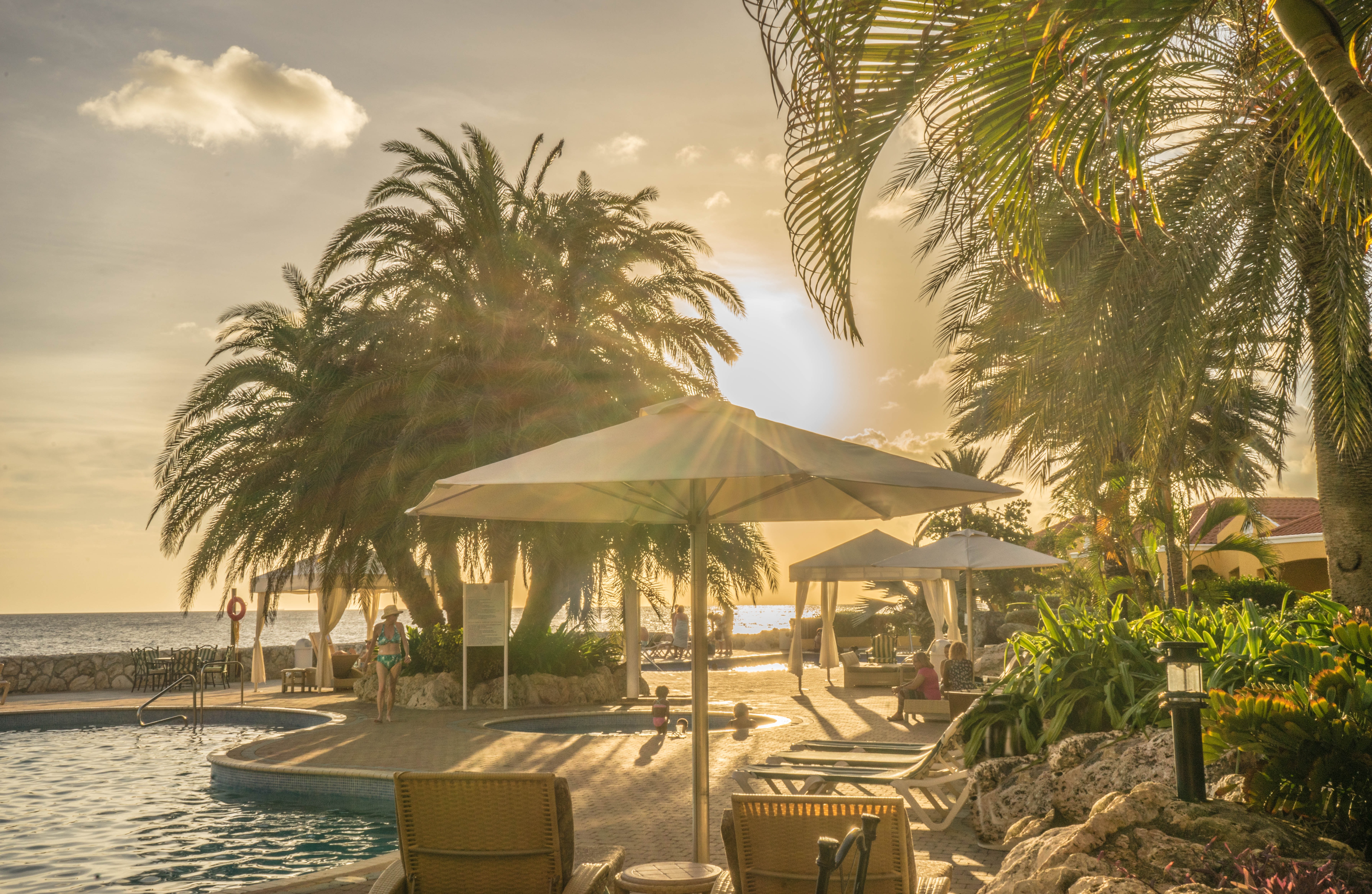 Vacation, Cabana, Sunset, Travel, Beach, palm tree, tropical climate
