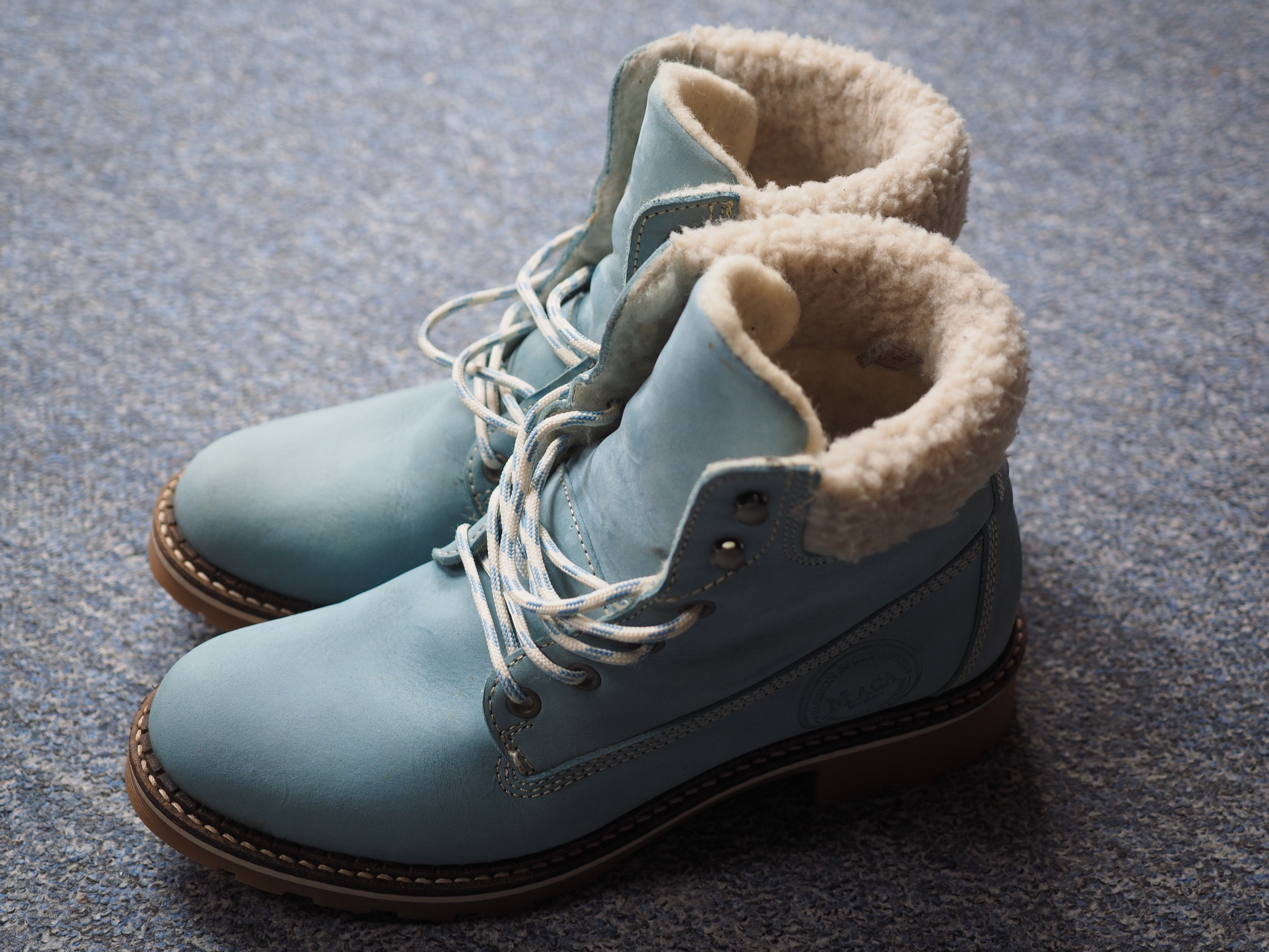 blue suede sheepskin boots