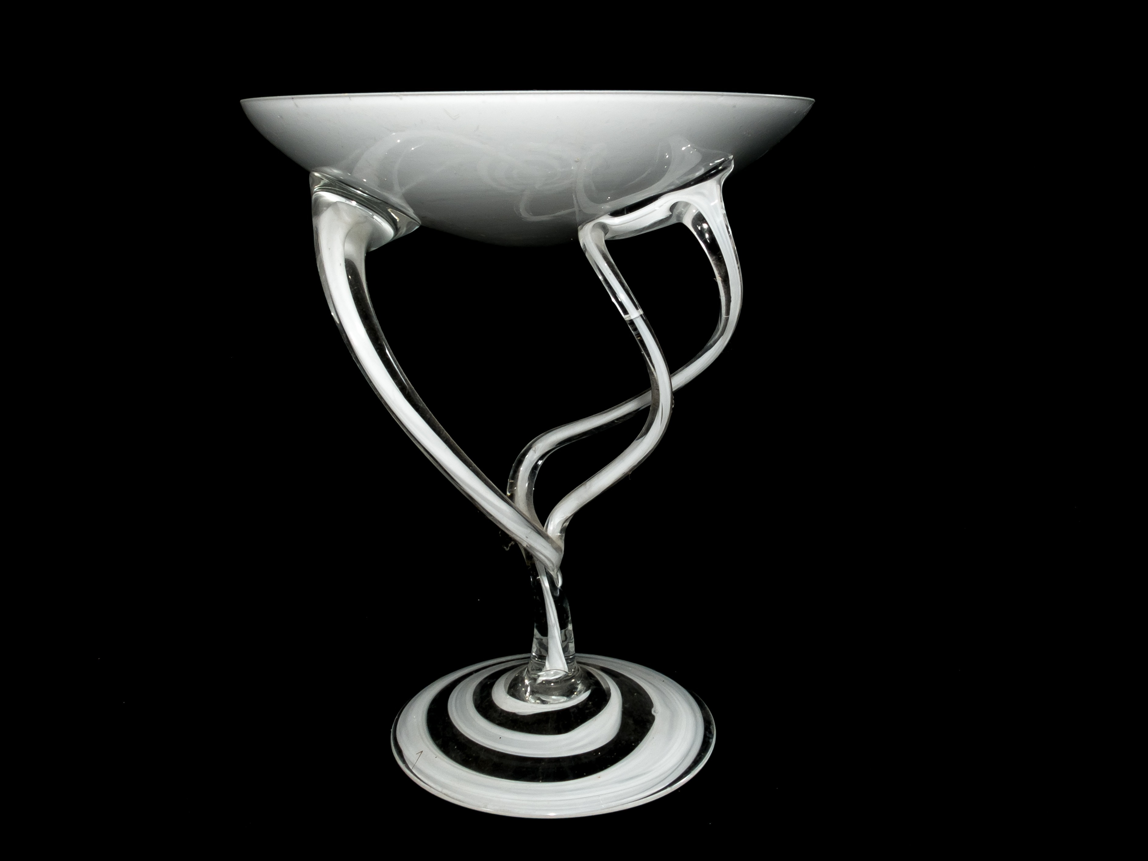black and white glass vase