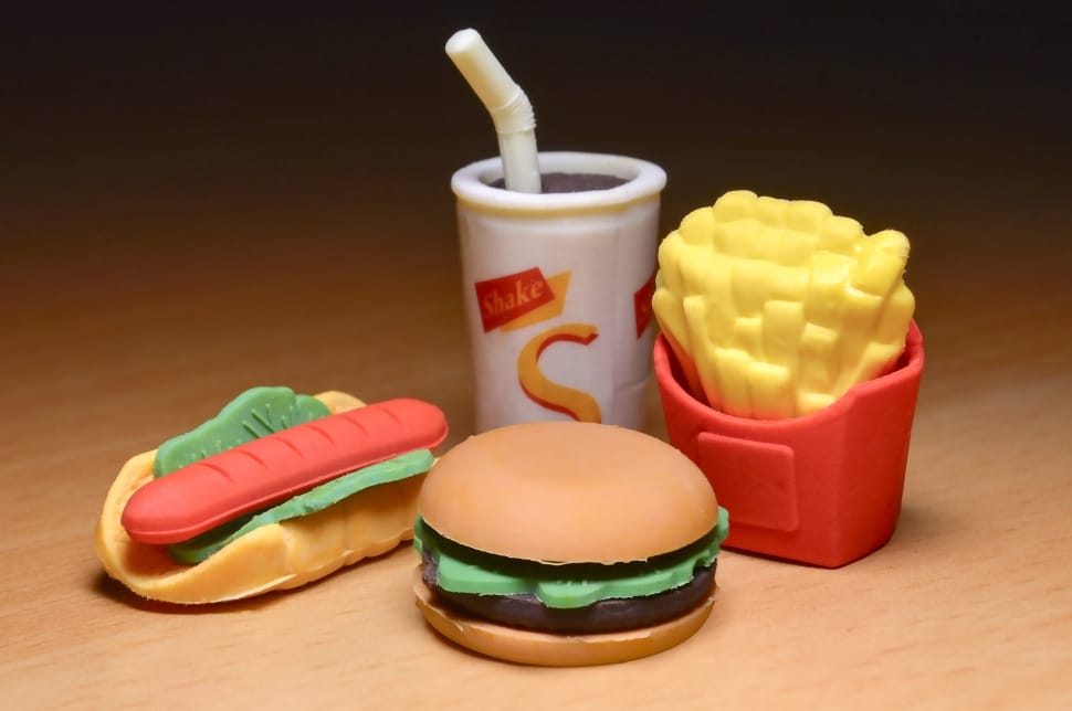 hotdog burger fries and softdrinks plastic toy preview