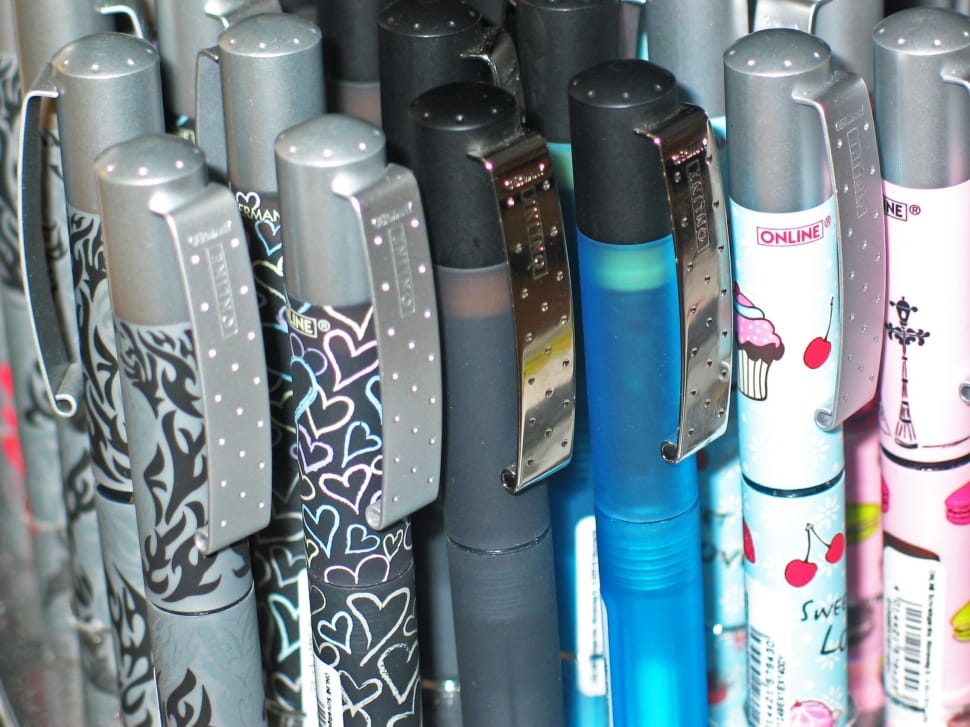 close photo of assorted ball pointed pen lot preview