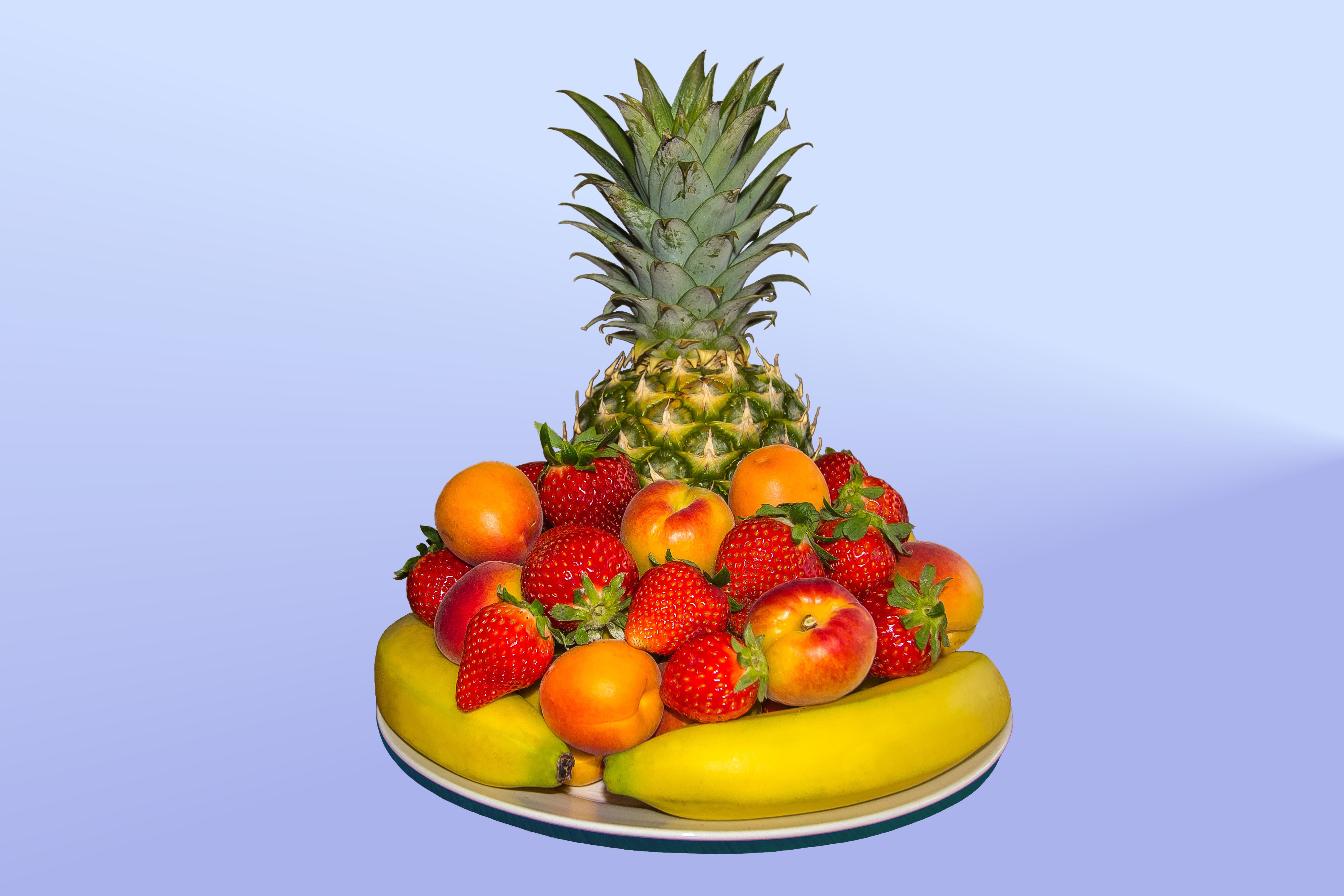 pineapple strawberry apple and banana fruits
