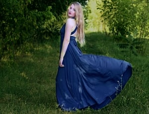 women's blue tank dress thumbnail