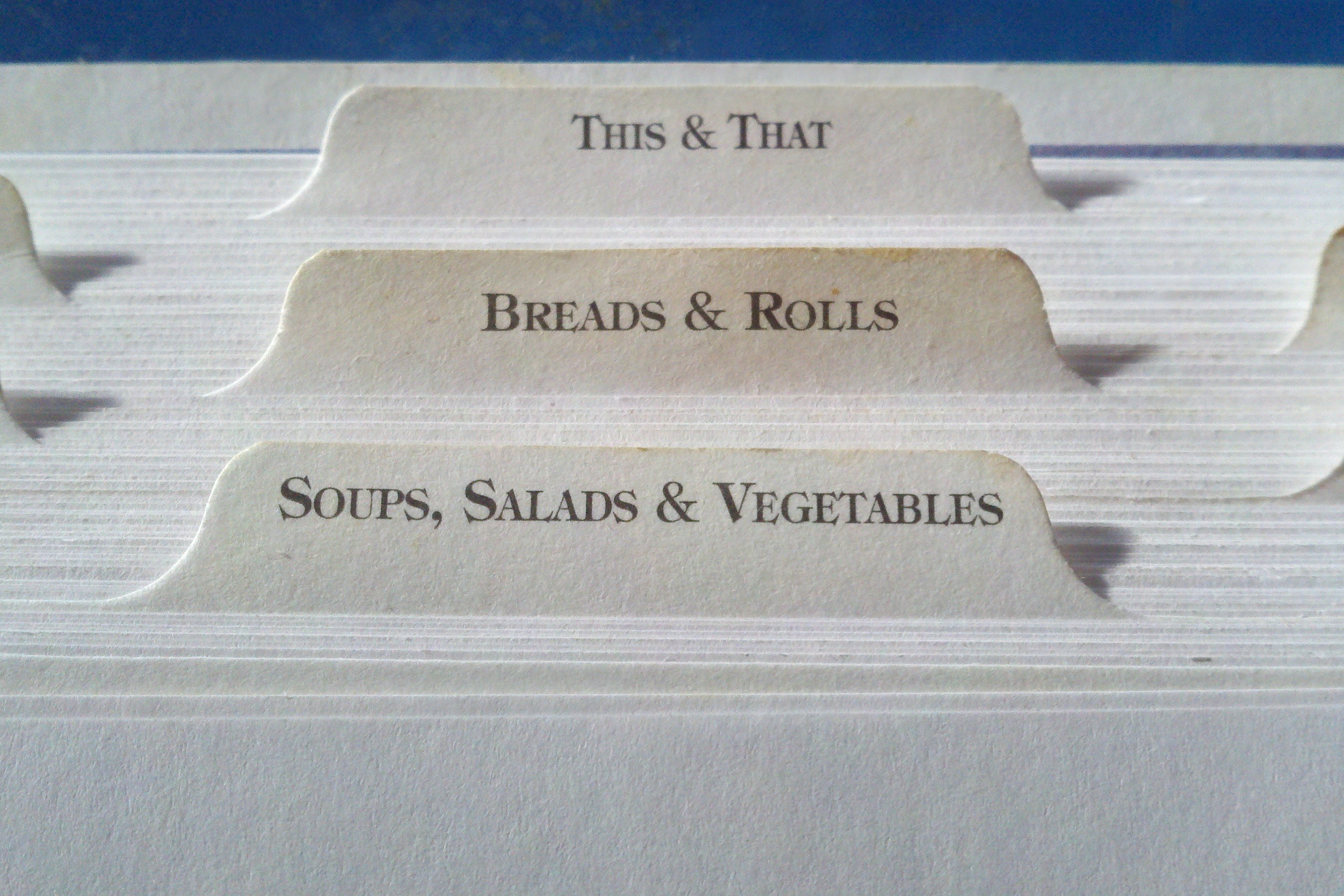 white this&that; beads&rolls; soups, salads & vegetables labeled files