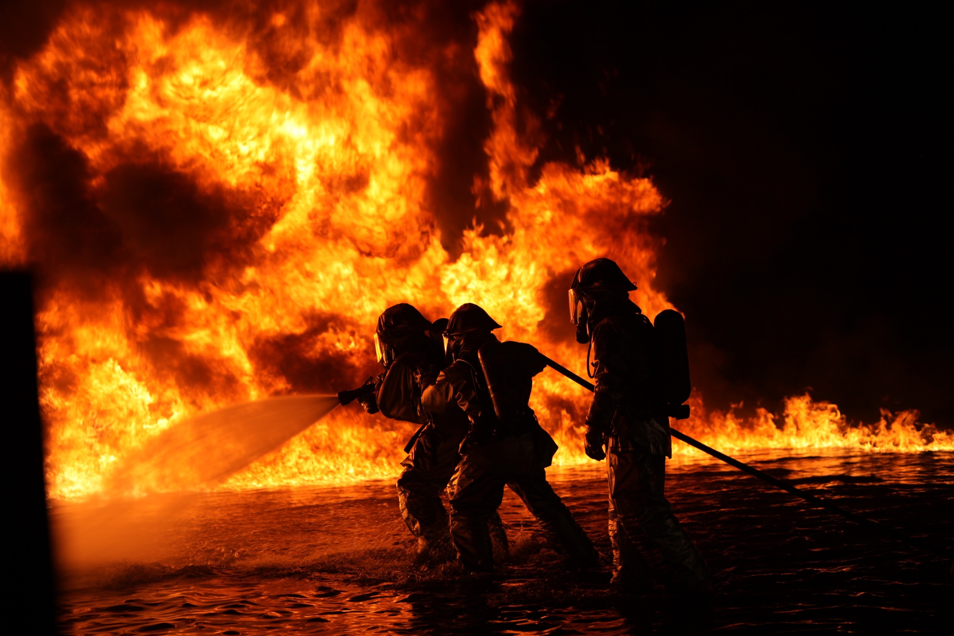 Fire, Firefighters, Training, Portrait, fire - natural phenomenon, flame