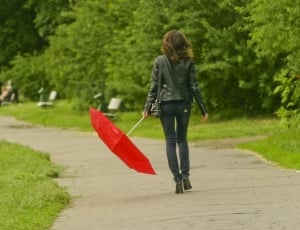 Greens, Umbrella, Girl, Photoshoot, Park, walking, one person thumbnail