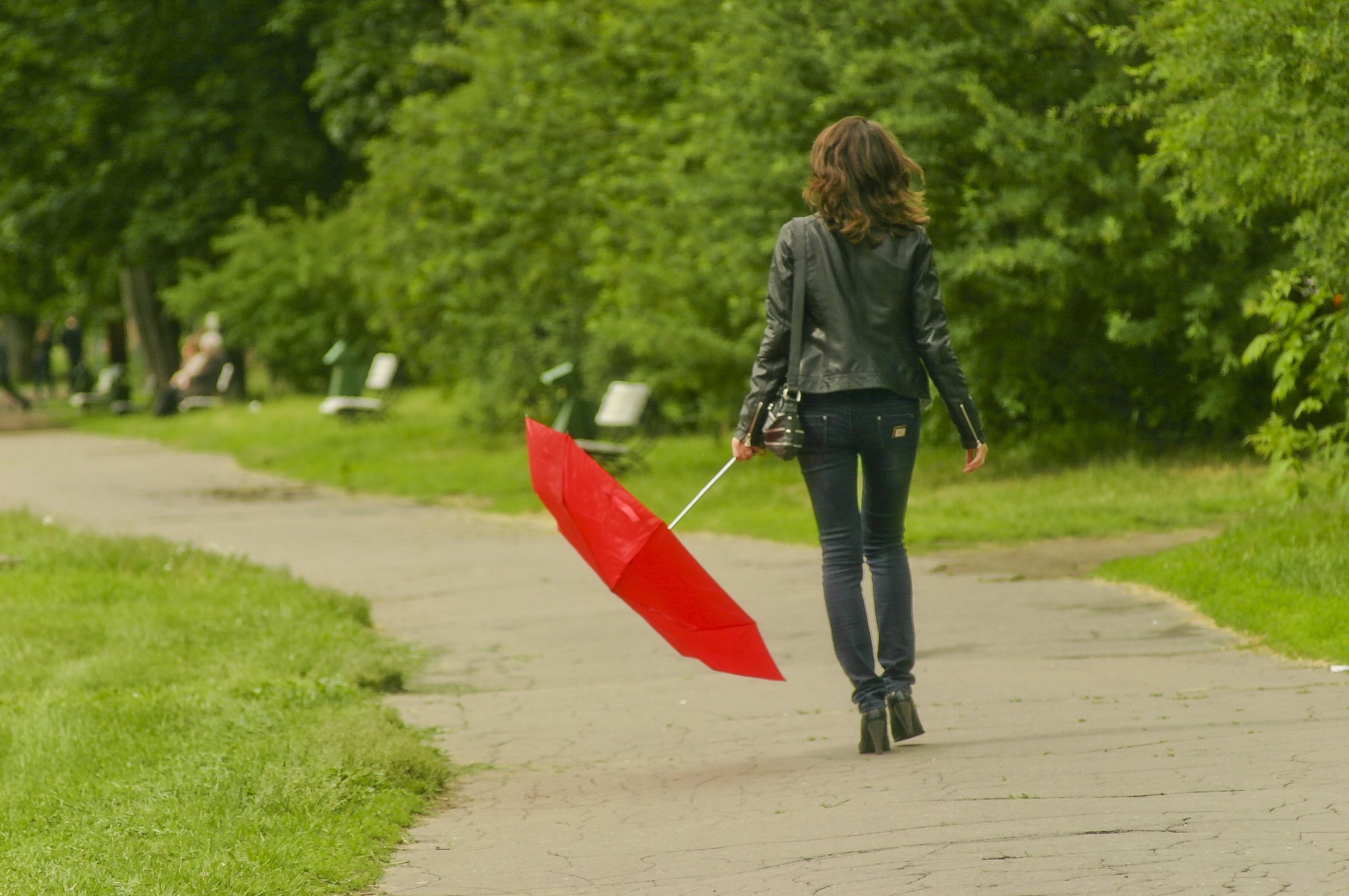 Greens, Umbrella, Girl, Photoshoot, Park, walking, one person