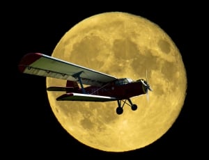 Aircraft, Double Decker, Propeller Plane, night, moon thumbnail