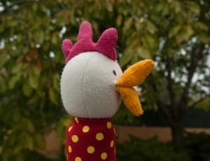 red white and pink duck plush toy thumbnail