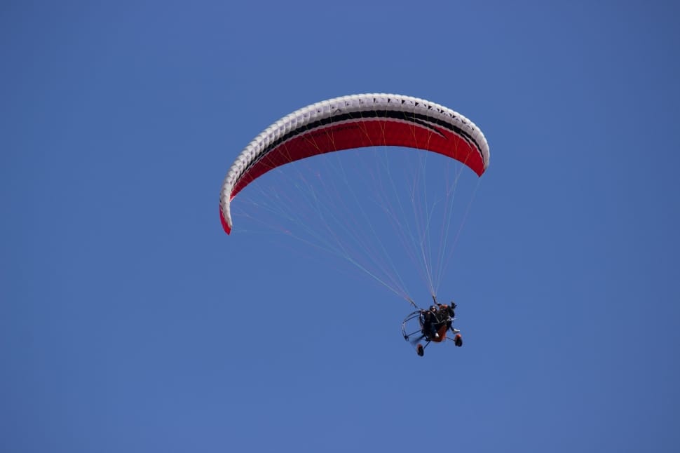 white and red parachute preview