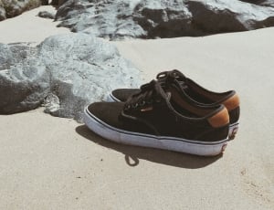 black and brown low top sneakers thumbnail