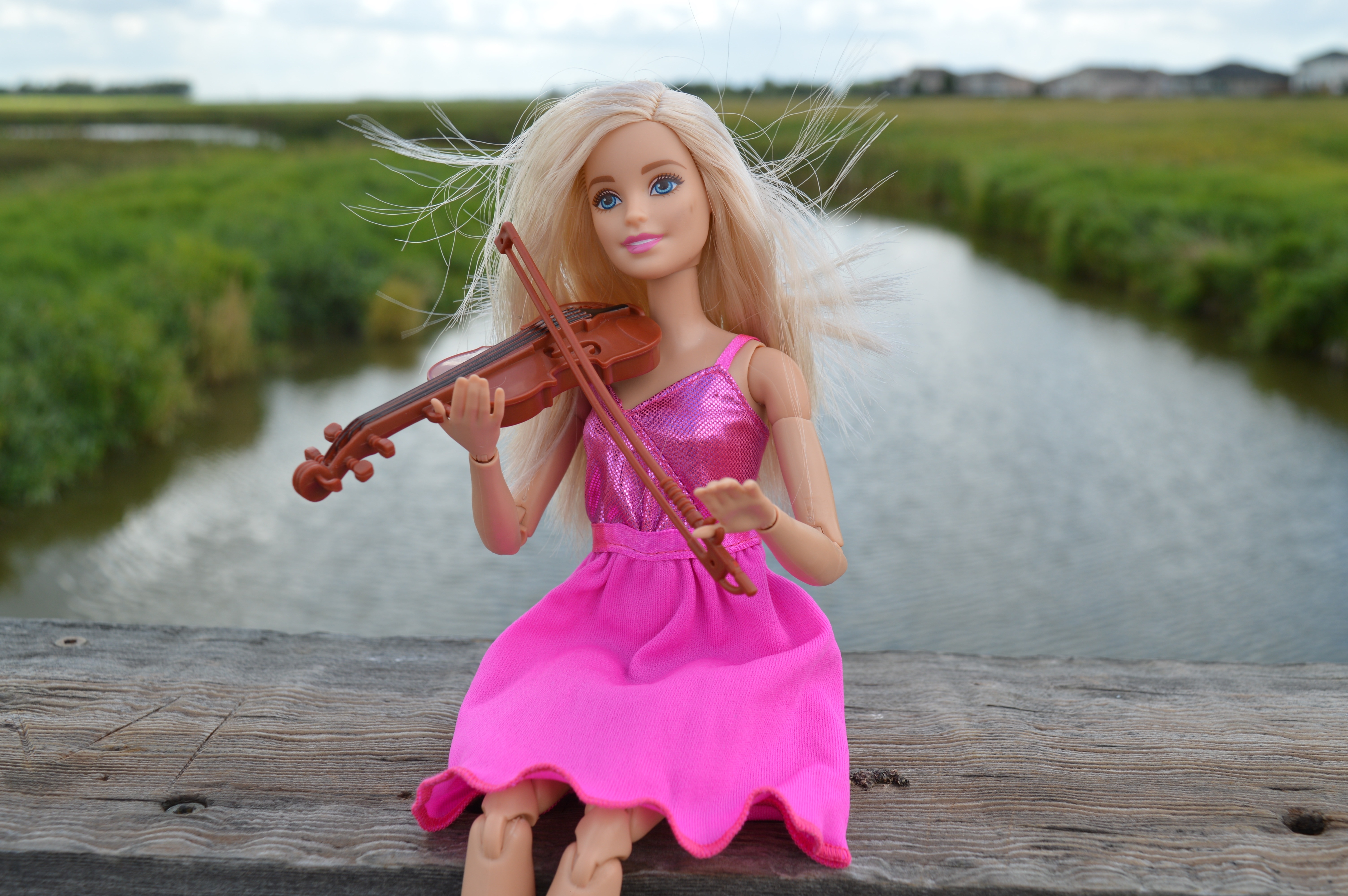 barbie in pink satin dress doll