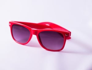 pink full frame purple lens wayfarer sunglasses thumbnail