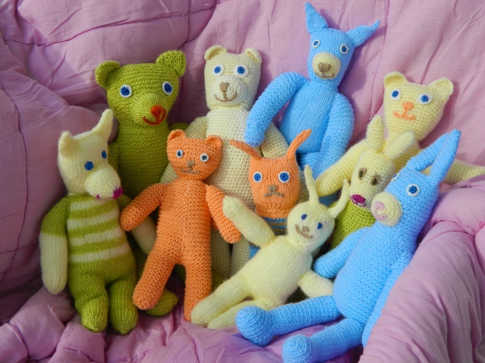 knitted animal toy lot preview