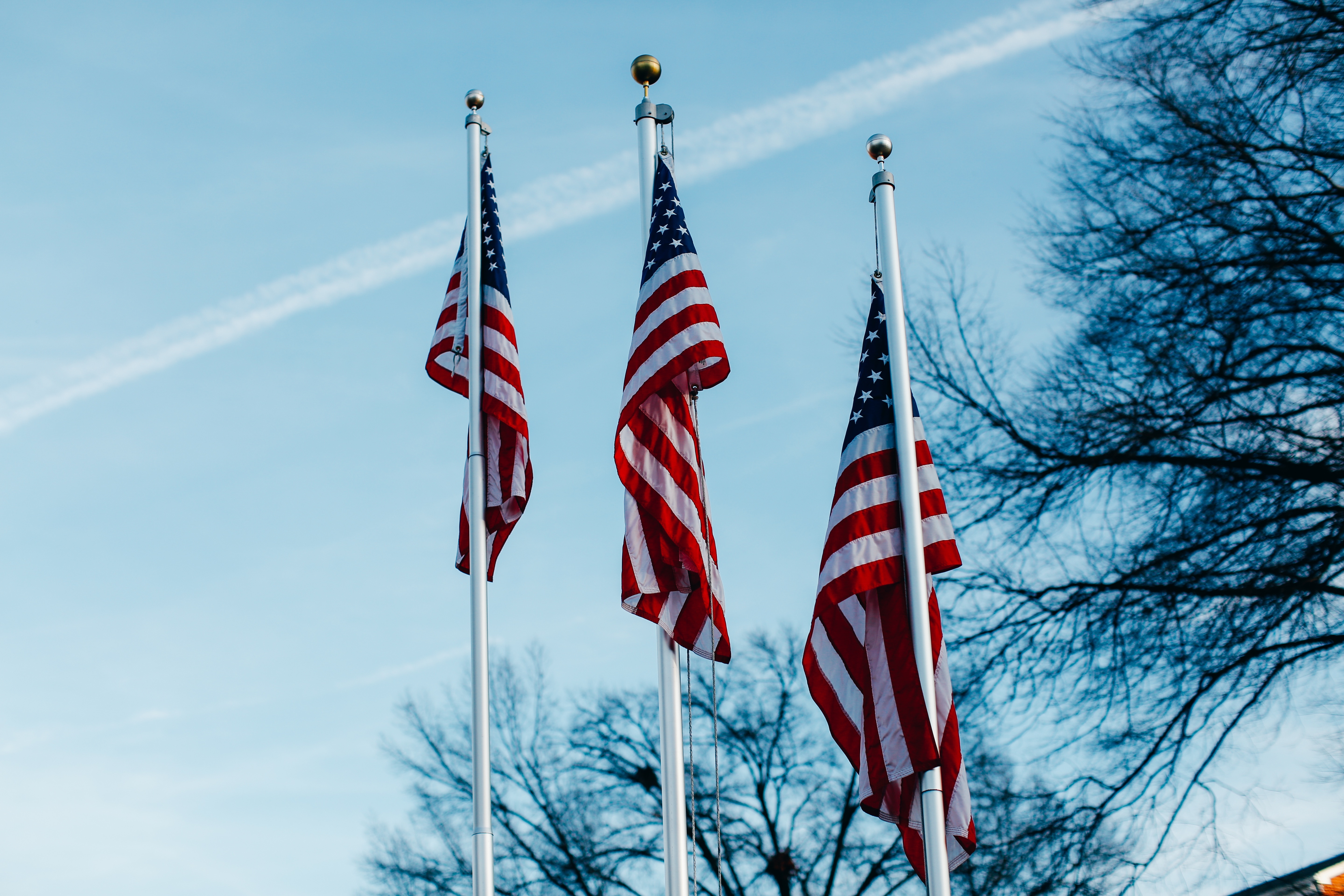 3 america flags