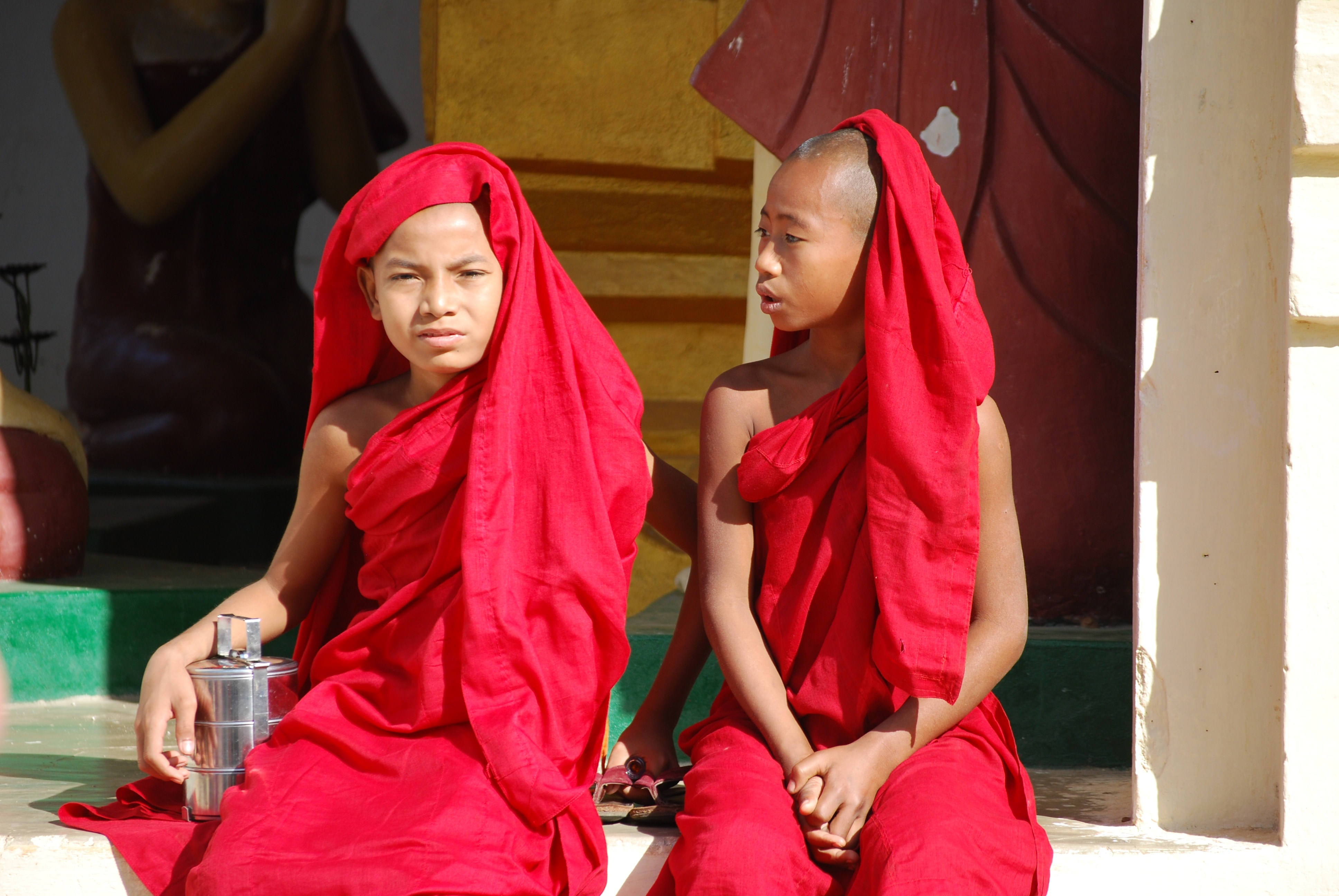 Myanmar, Buddhism, Monk, Boys, Guys, red, cultures
