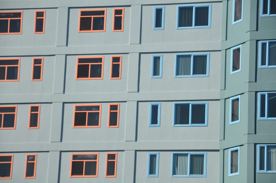 gray orange and blue building preview