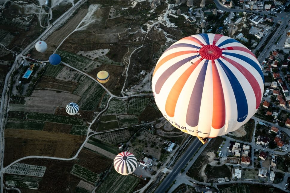 white blue and red hot air balloon preview