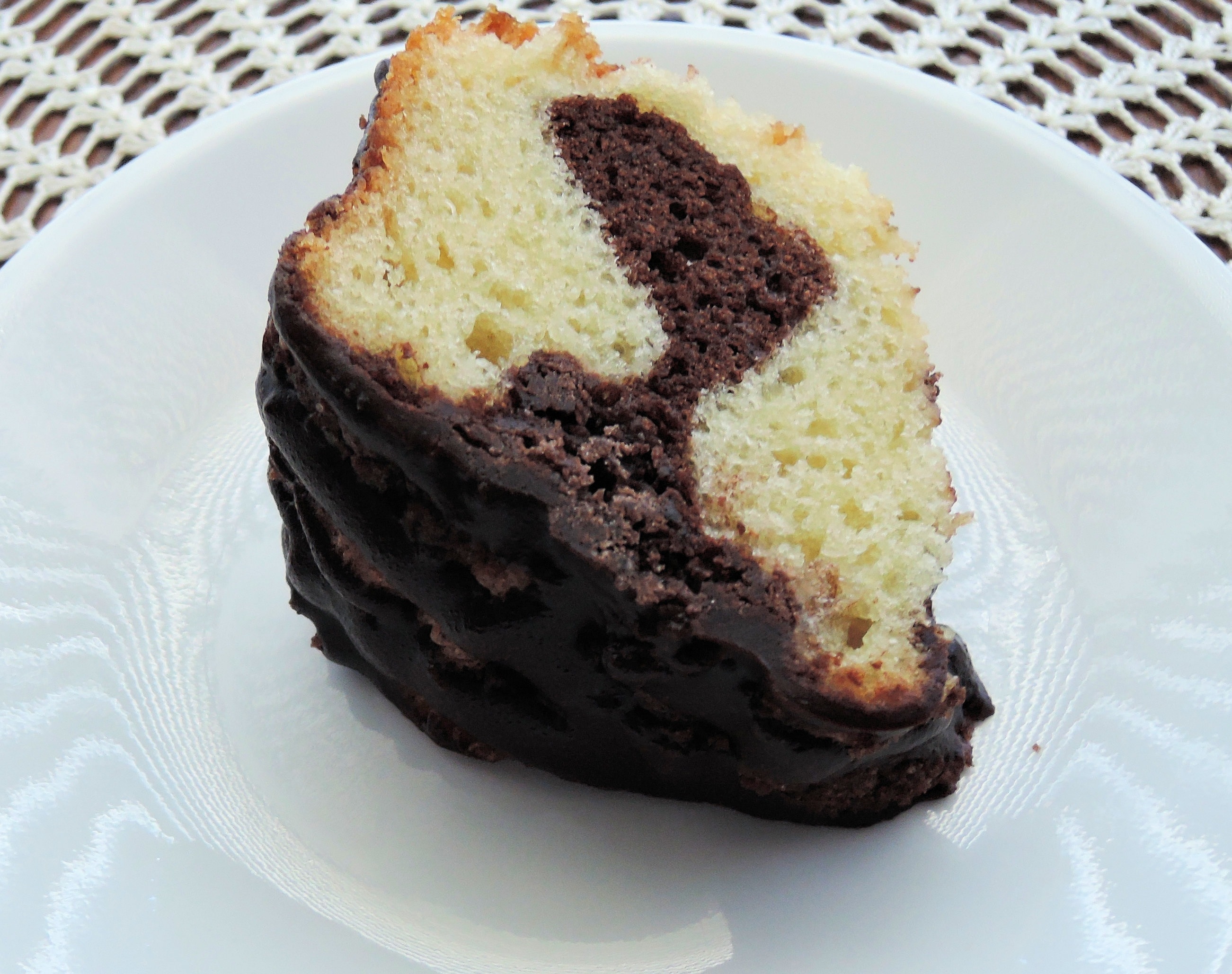 brown pastry with chocolate frosting