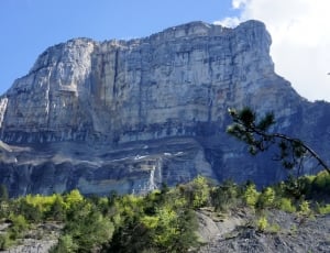 rock mountain surrounded with green trees during daytime thumbnail
