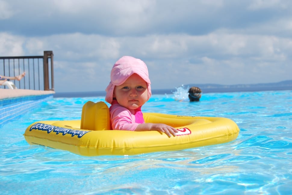 Child, Baby, Swimming Pool, smiling, looking at camera preview