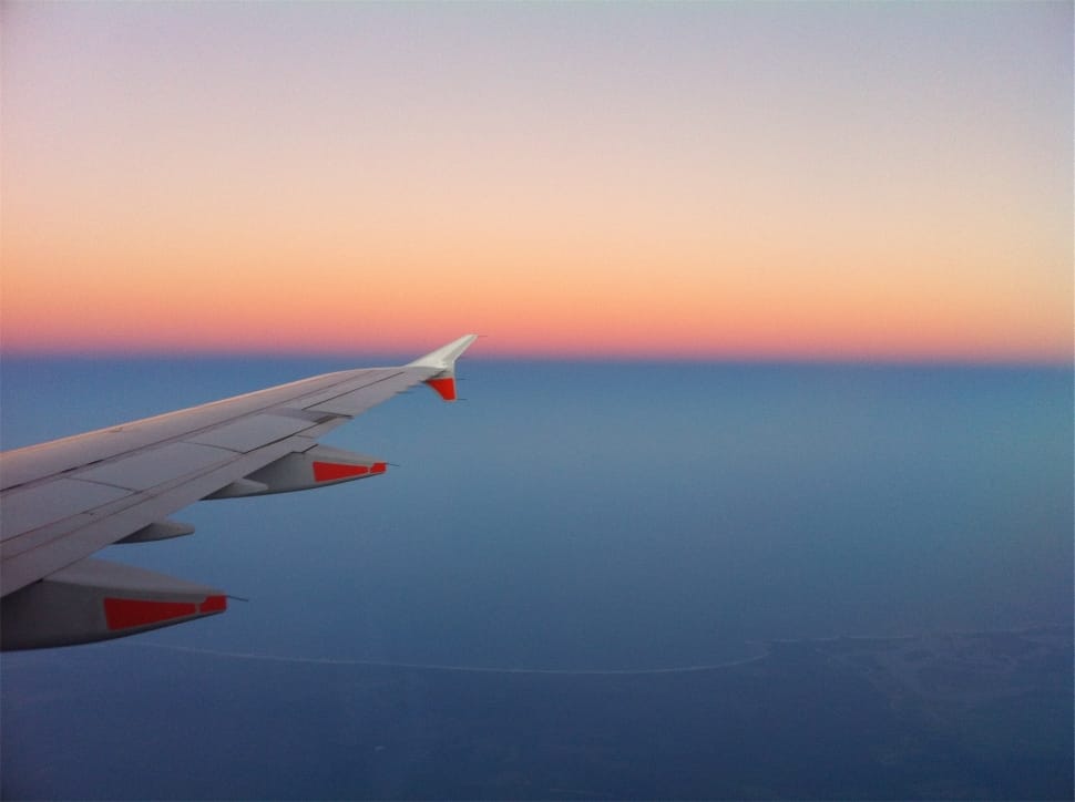 white and red right airplane wing preview