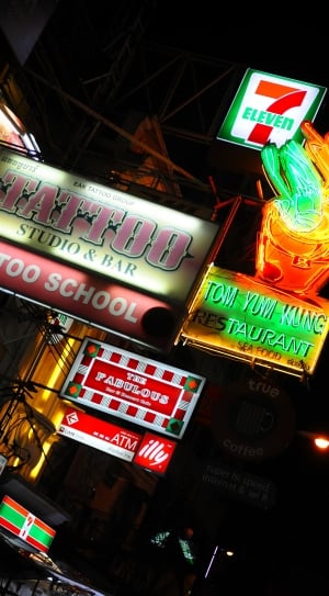 Signs, City, Neon, Seven Eleven, Night, illuminated, night thumbnail