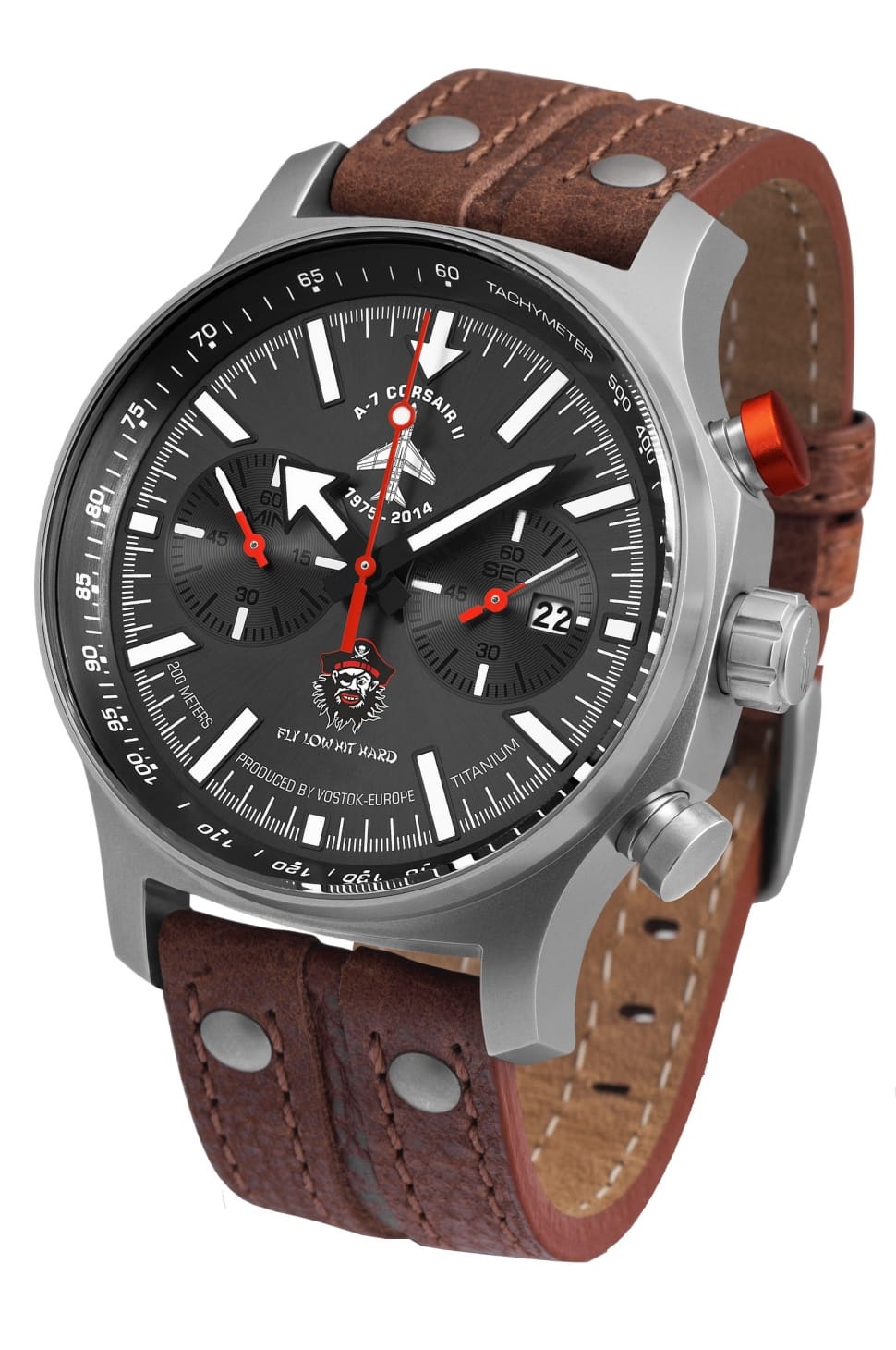 brown leather strap black chronograph watch preview