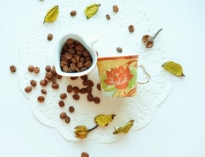 glass bowl with heart ceramic mug with coffee beans thumbnail