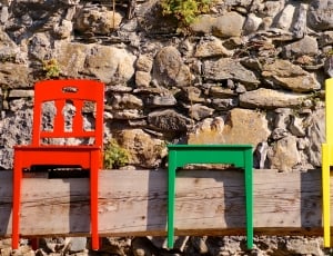 Chairs, Sit, Wood, Nature, Art, Quaint, red, no people thumbnail