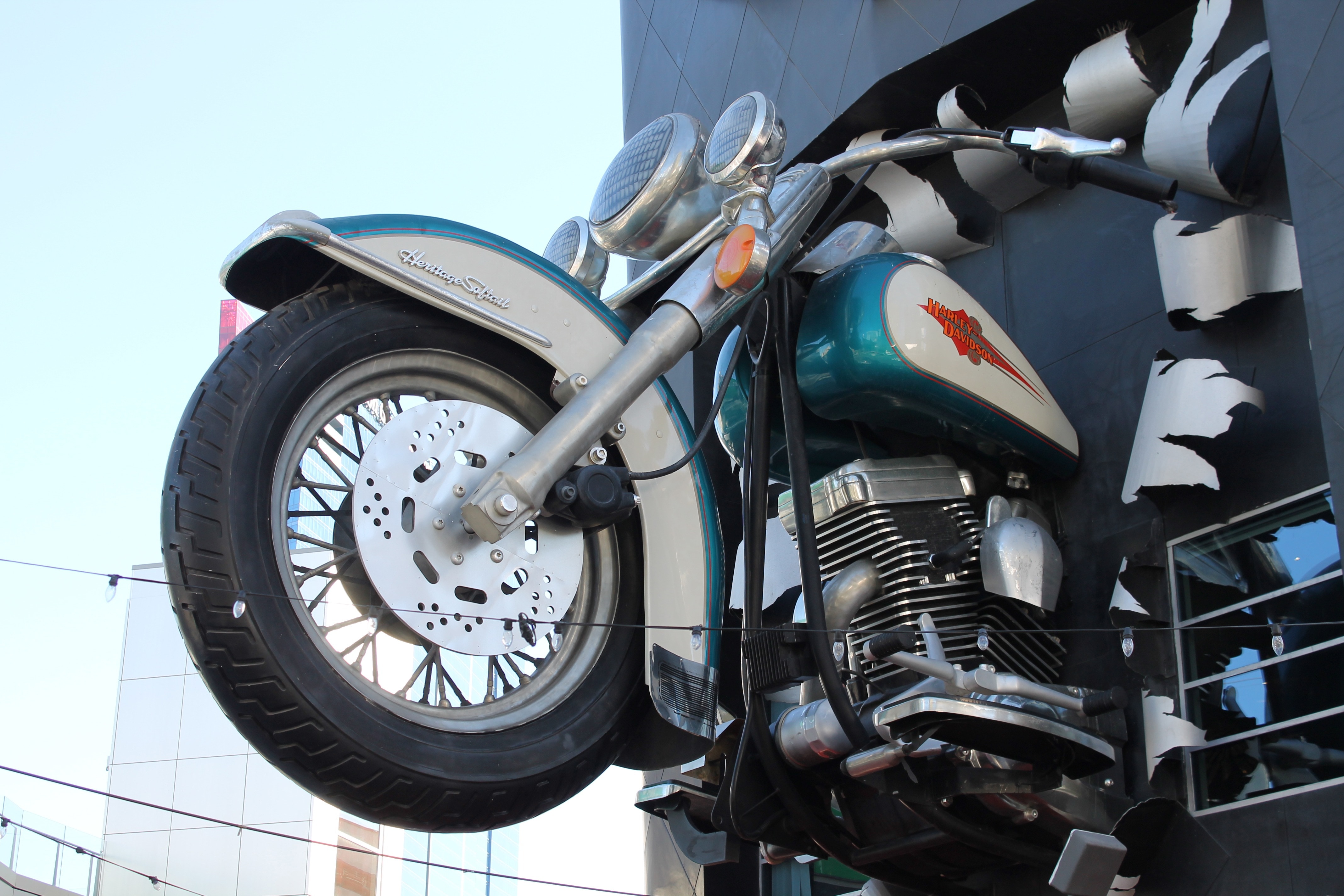 mounted harley davidson cruiser motorcycle