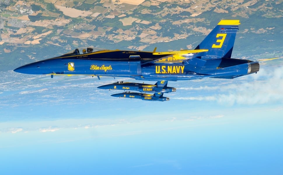 blue and yellow U.S. Navy plane preview