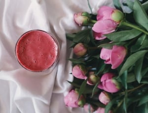 pink tulips and red liquid thumbnail
