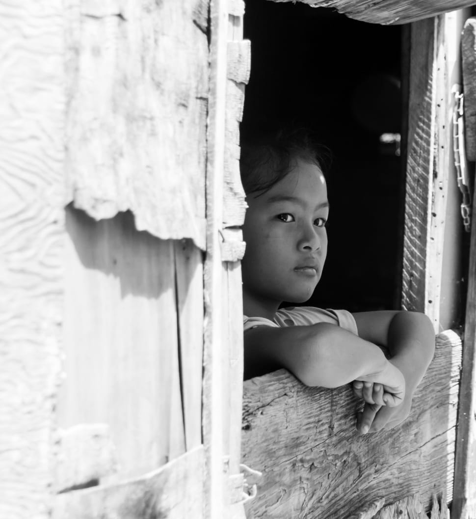grayscale photo of girl preview